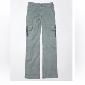 American Eagle Dreamy Drape Stretch Super High-Waisted Cargo Baggy Wide-Leg Pant